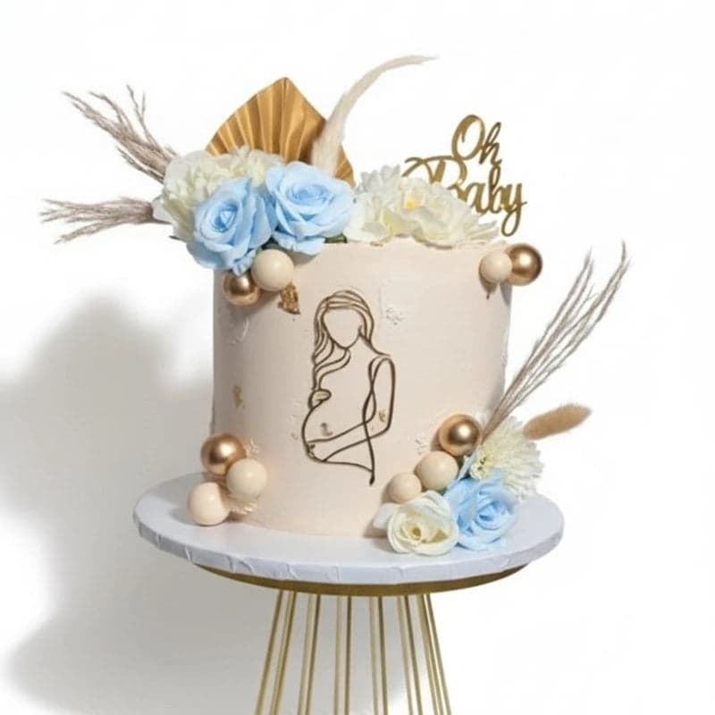 Luxury Boho Motherhood Cake Baby Shower & Gender Reveal by SugarblissNmore
